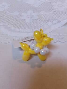 Yellow Balloon Dog Charm Or Zipper Pull NWT